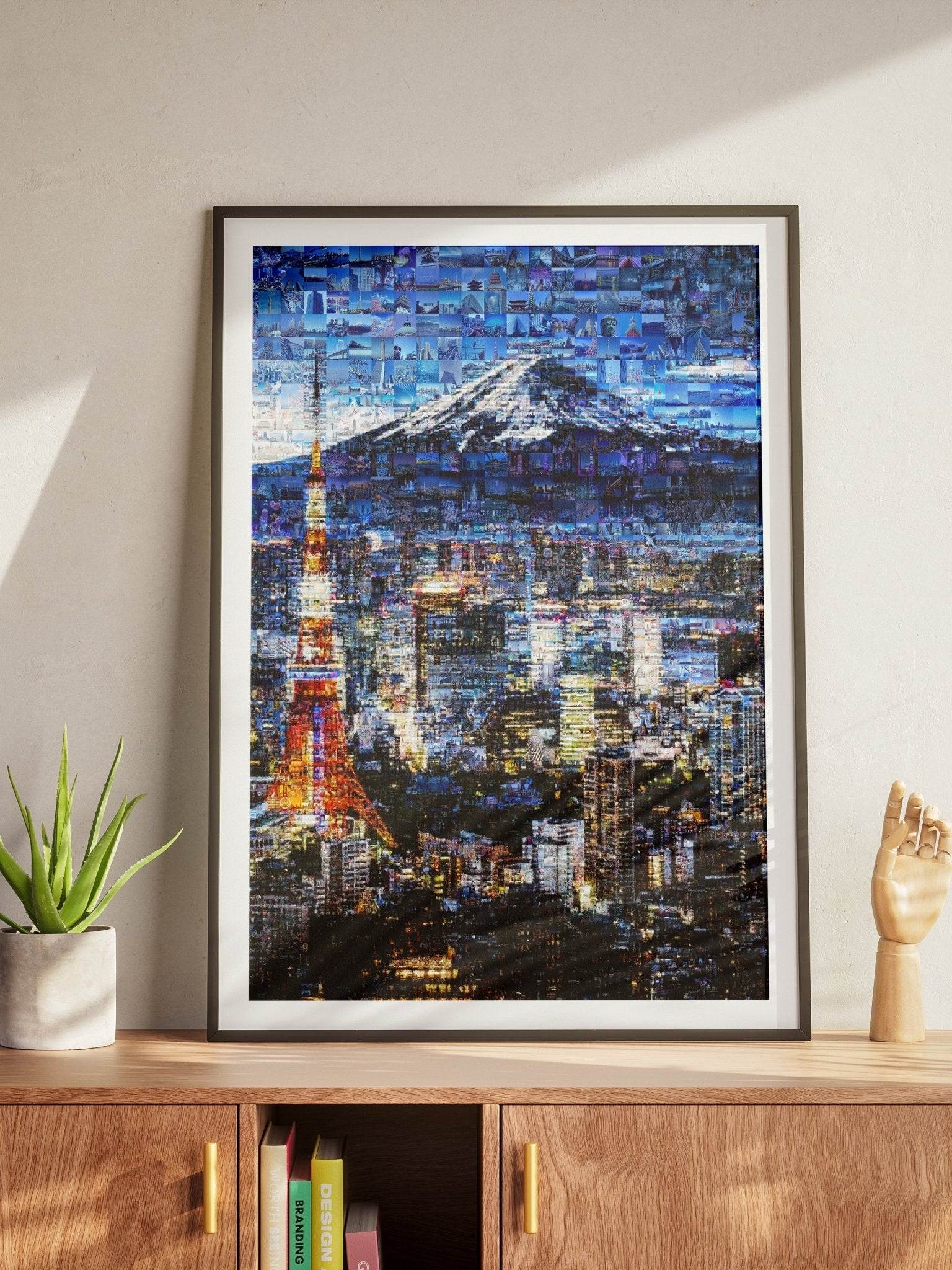 Tokyo Skyline & Mount Fuji – Japanese Mosaic Wall Art - AtelierMosaics
