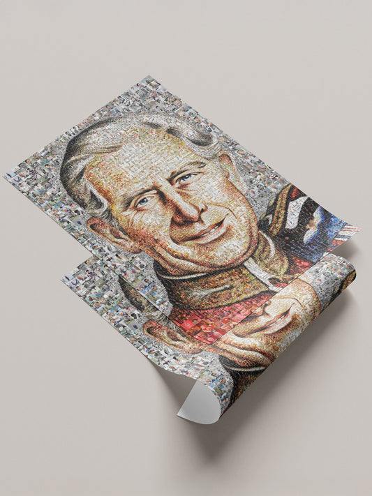 Stunning Mosaic Artwork of King Charles III - Elegant British Royal Portrait