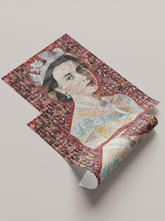 Unique Mosaic Artwork of Queen Elizabeth II with David Bowie Inspired Design - Perfect for Home Decor