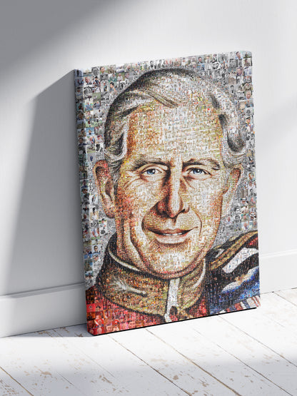 Stunning Mosaic Artwork of King Charles III - Elegant British Royal Portrait