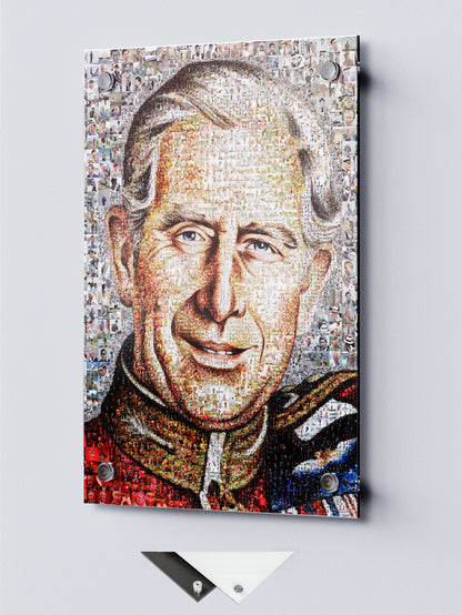 Stunning Mosaic Artwork of King Charles III - Elegant British Royal Portrait