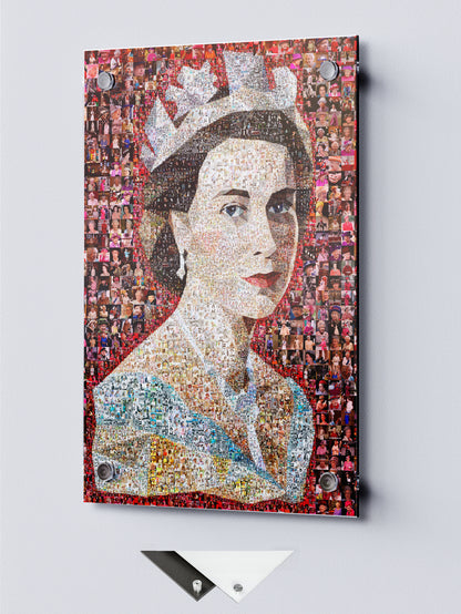 Unique Mosaic Artwork of Queen Elizabeth II with David Bowie Inspired Design - Perfect for Home Decor