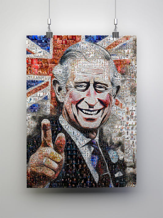 Royal Tribute: Mosaic Artwork of King Charles III - Exquisite British Heritage