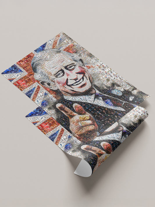 Royal Tribute: Mosaic Artwork of King Charles III - Exquisite British Heritage