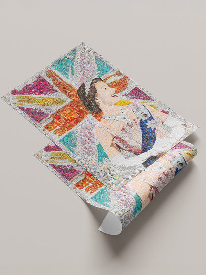 Elegant Mosaic Artwork of Queen Elizabeth II - Tribute to the Iconic Monarch