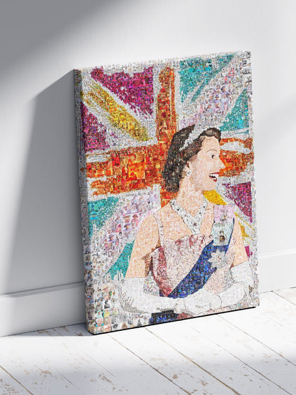 Elegant Mosaic Artwork of Queen Elizabeth II - Tribute to the Iconic Monarch