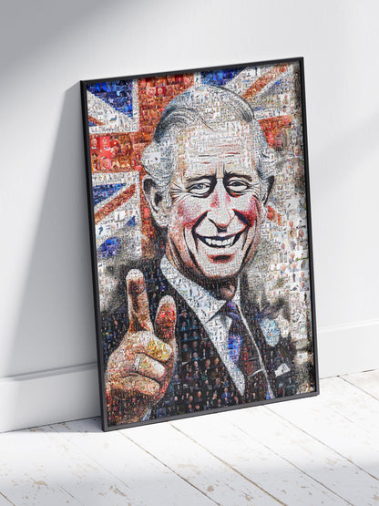 Royal Tribute: Mosaic Artwork of King Charles III - Exquisite British Heritage