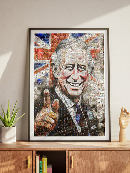 Royal Tribute: Mosaic Artwork of King Charles III - Exquisite British Heritage