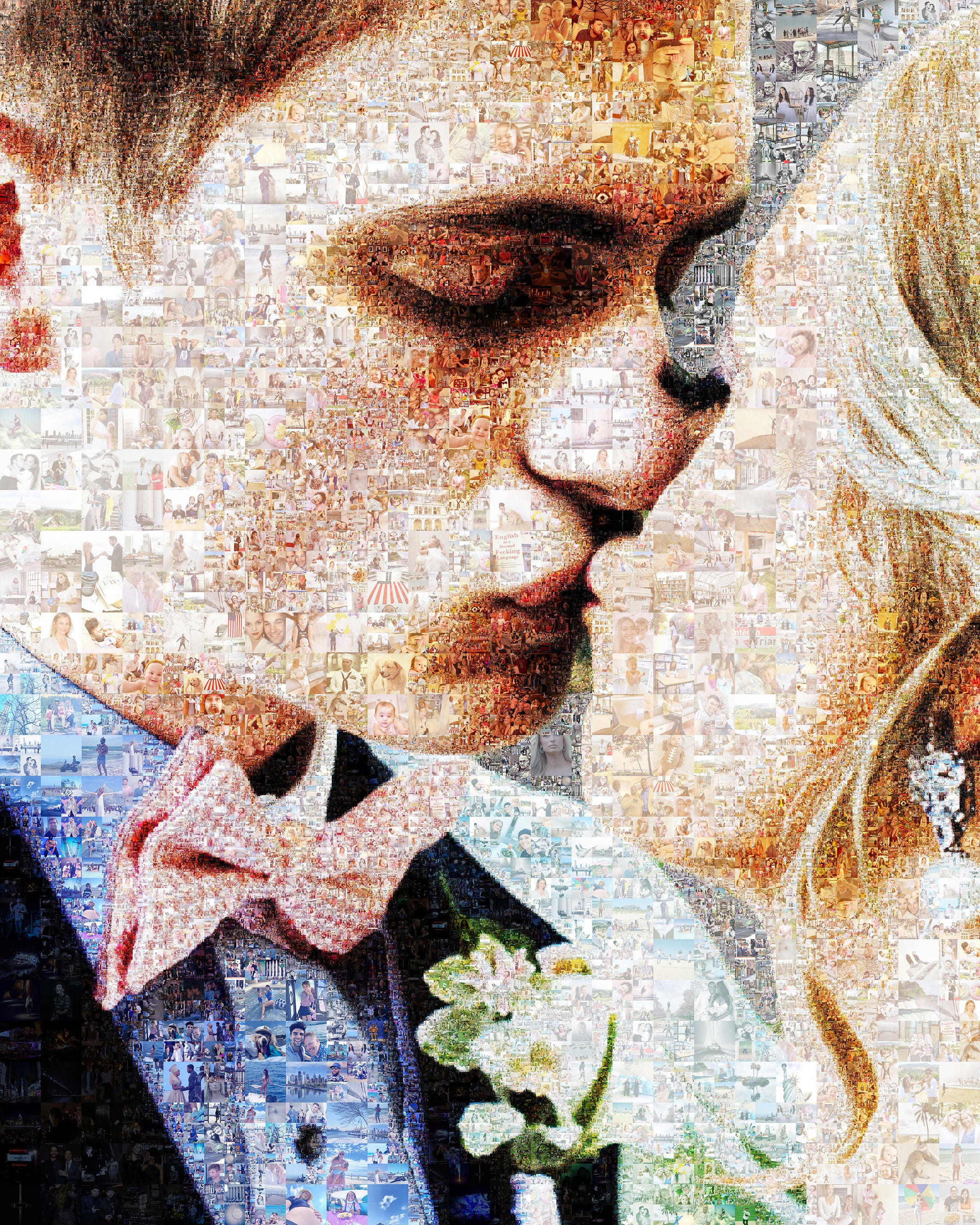 Custom wedding photo mosaic gift preserving memories from the couple’s special day