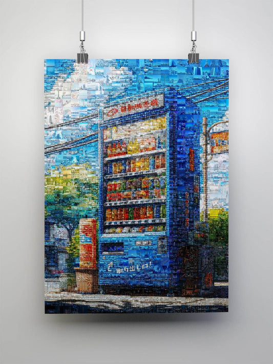 Tokyo drink vending machine Japanese mosaic art - Japanese street canvas wall decor