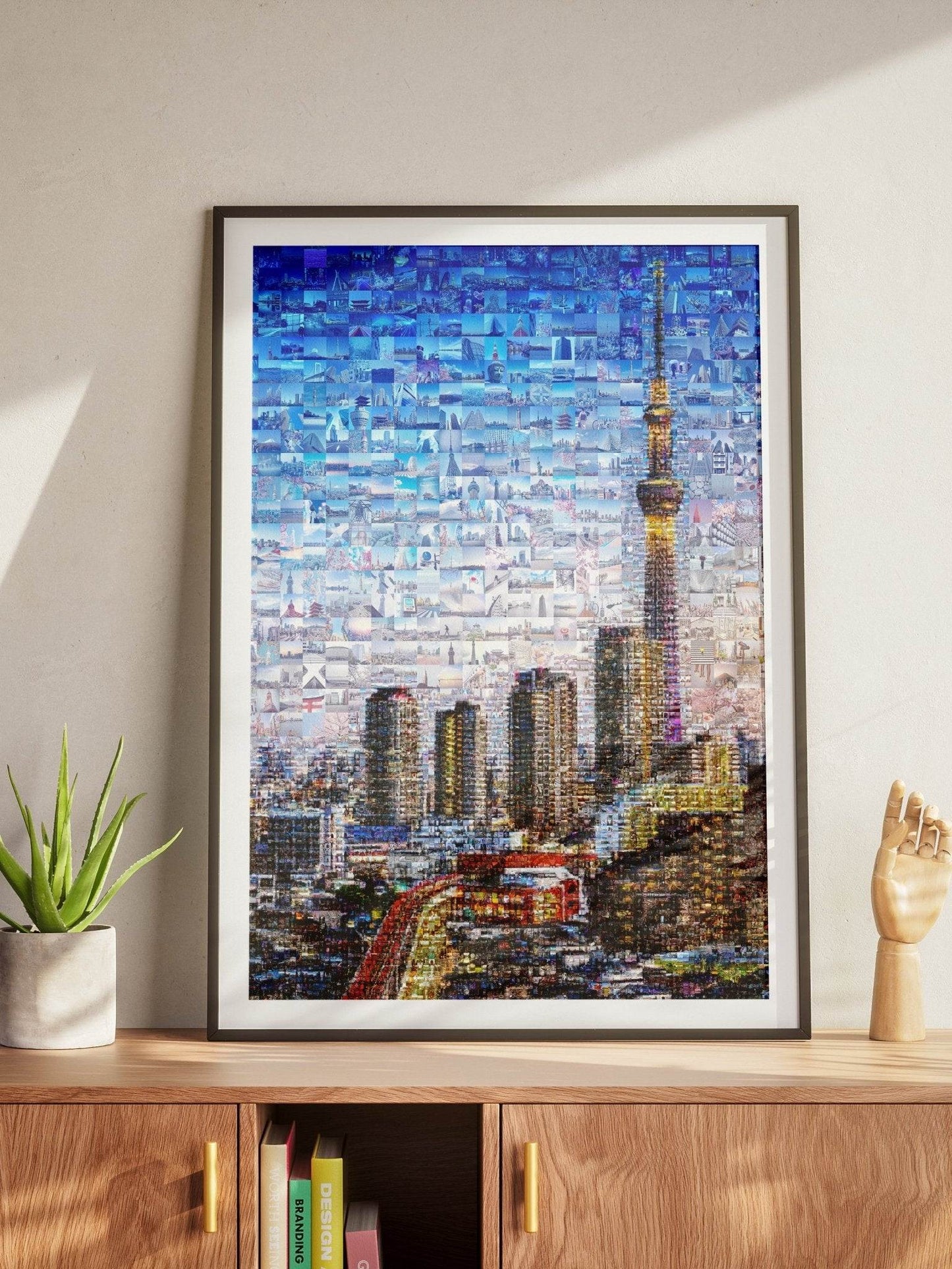 Tokyo Skytree Night Lights – Japan Mosaic Art Print - AtelierMosaics