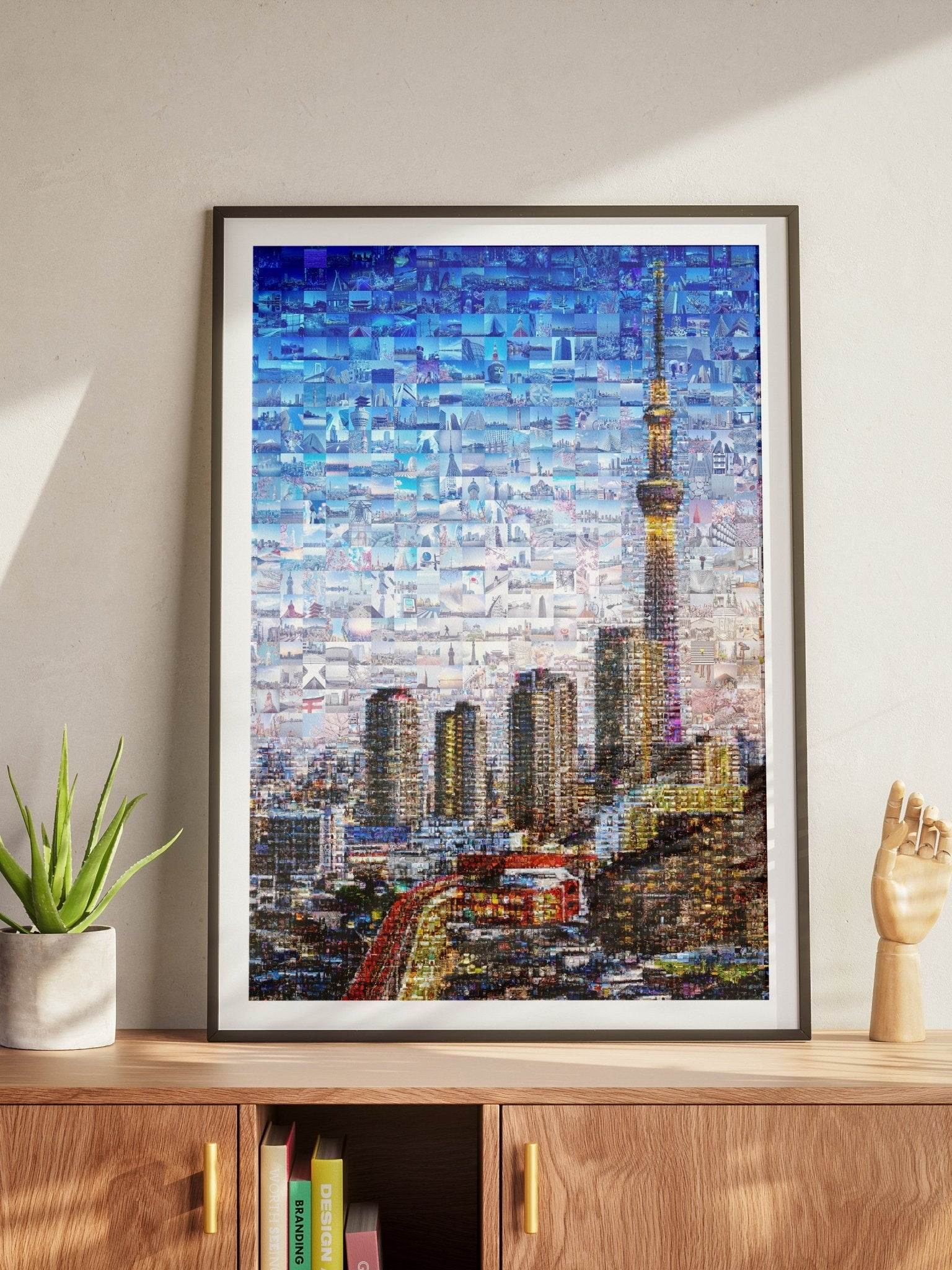 Tokyo Skytree Night Lights – Japan Mosaic Art Print - AtelierMosaics