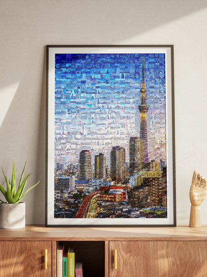 Tokyo Skytree Night Lights – Japan Mosaic Art Print - AtelierMosaics