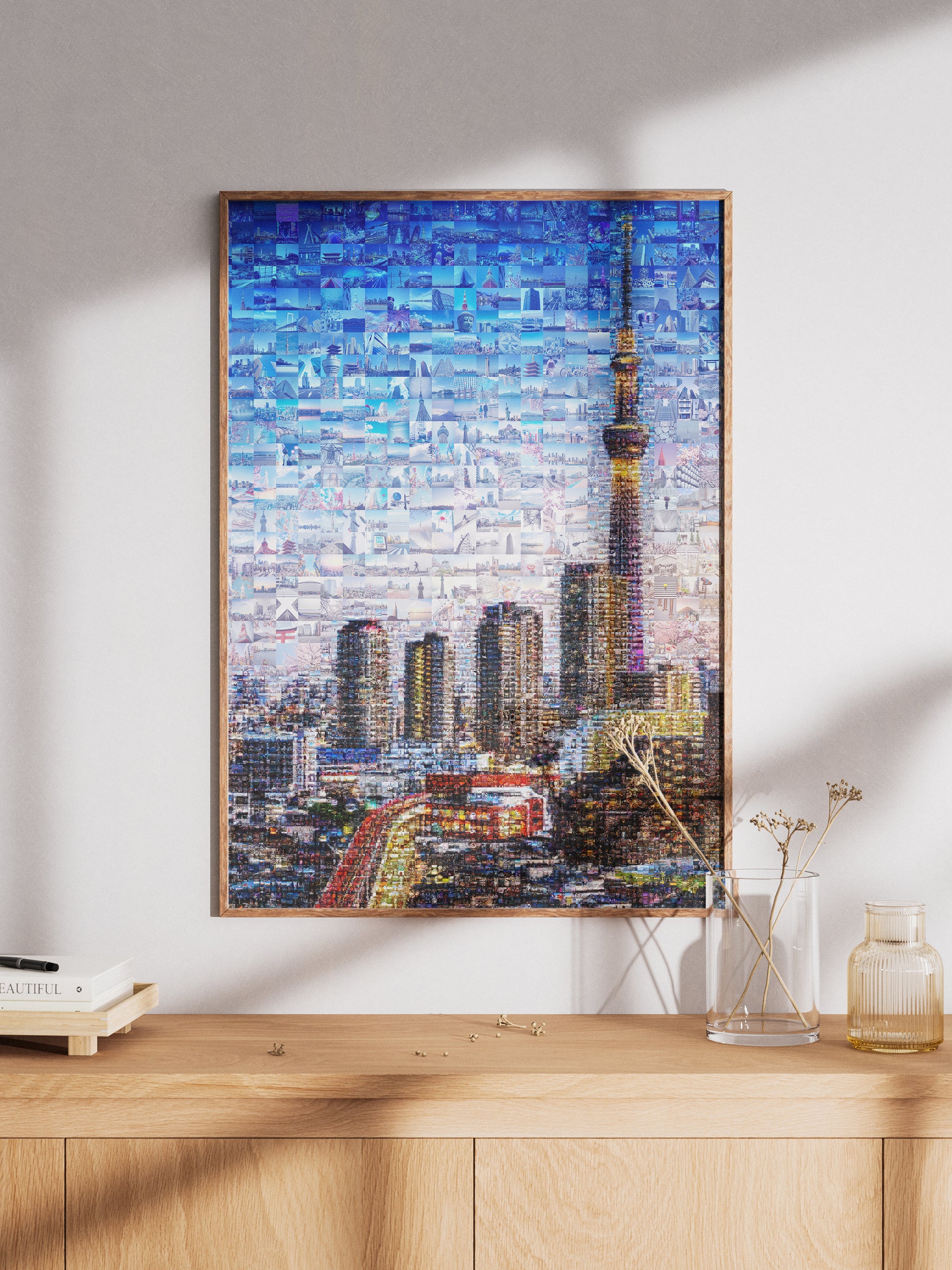 Tokyo Skytree Night Lights – Japan Mosaic Art Print AtelierMosaics