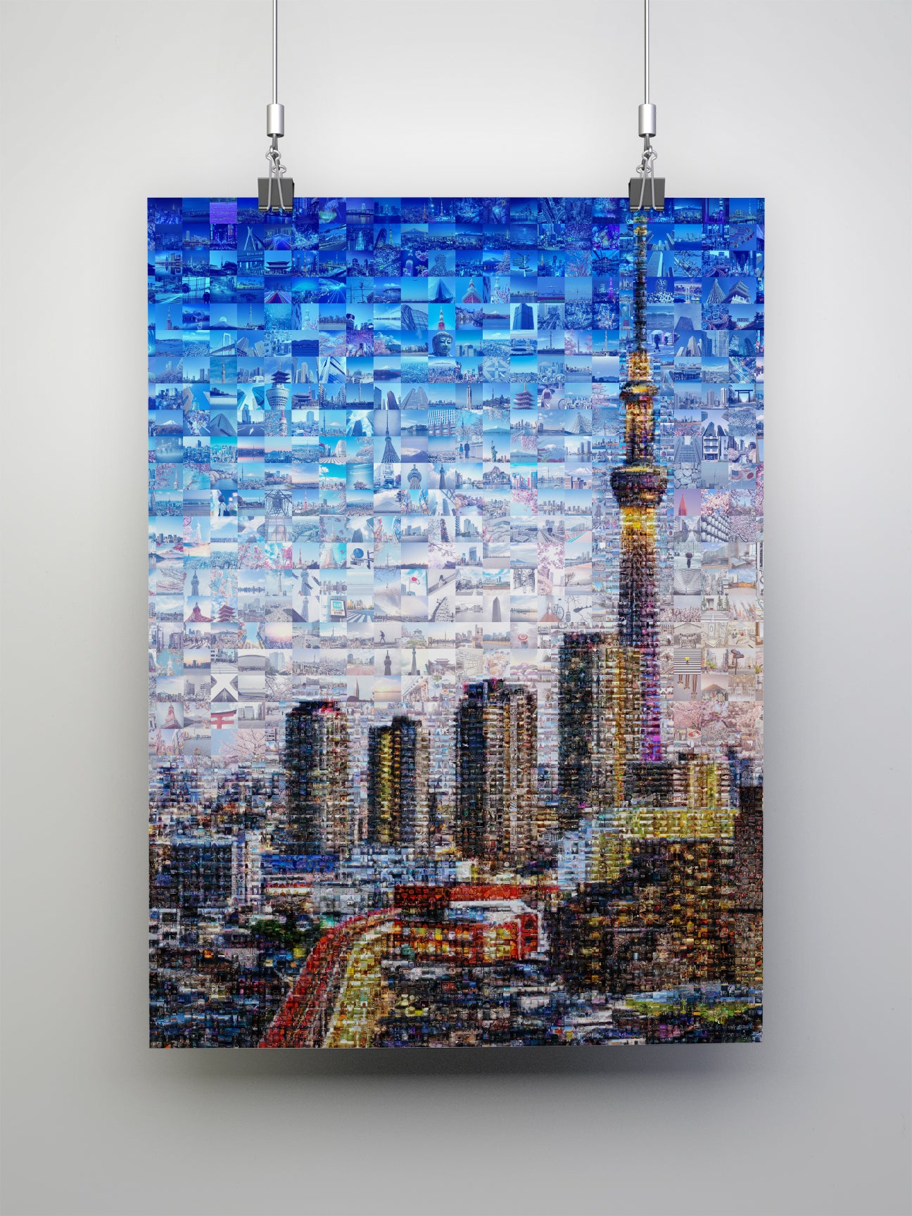 Tokyo Skytree Night Lights – Japan Mosaic Art Print AtelierMosaics