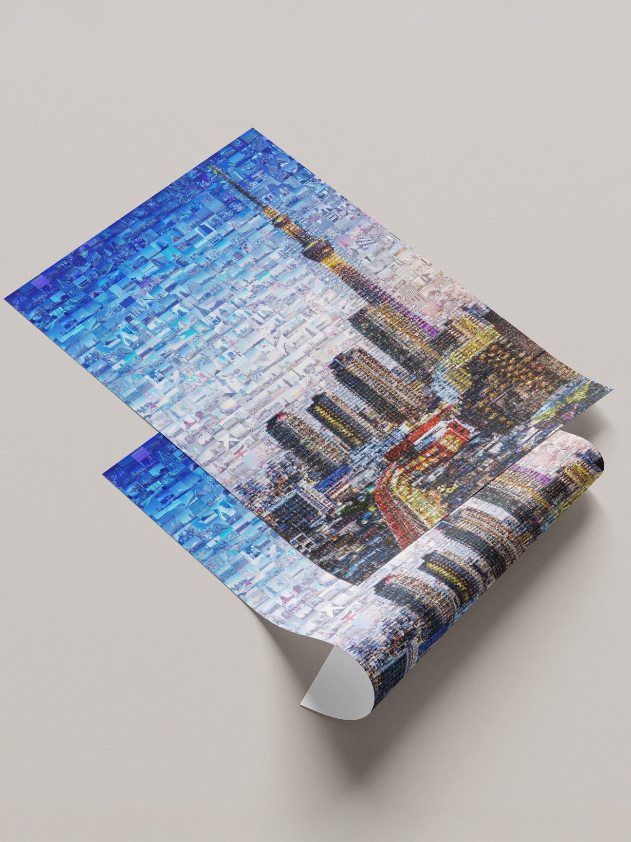 Tokyo Skytree Night Lights – Japan Mosaic Art Print AtelierMosaics