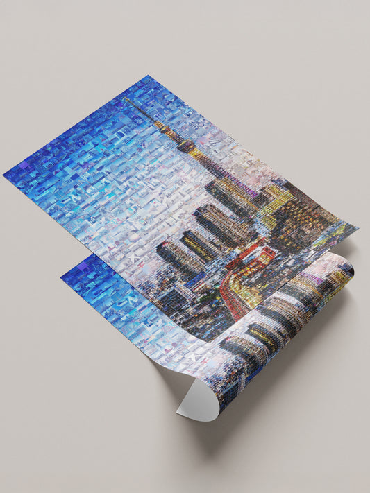 Tokyo Skytree Night Lights – Japan Mosaic Art Print AtelierMosaics