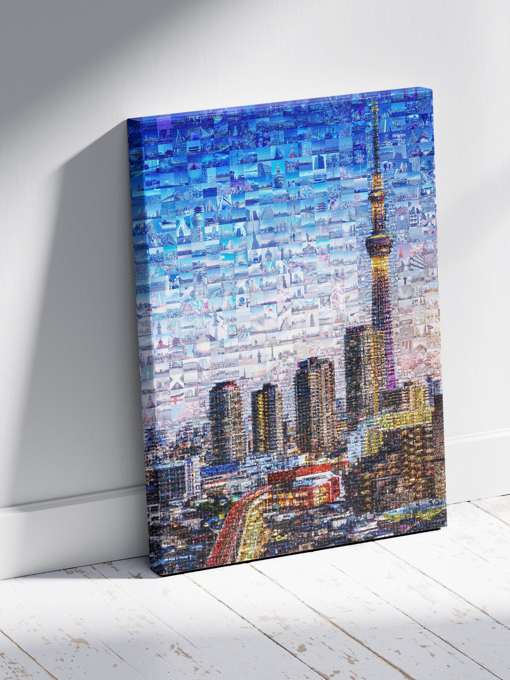 Tokyo Skytree Night Lights – Japan Mosaic Art Print AtelierMosaics