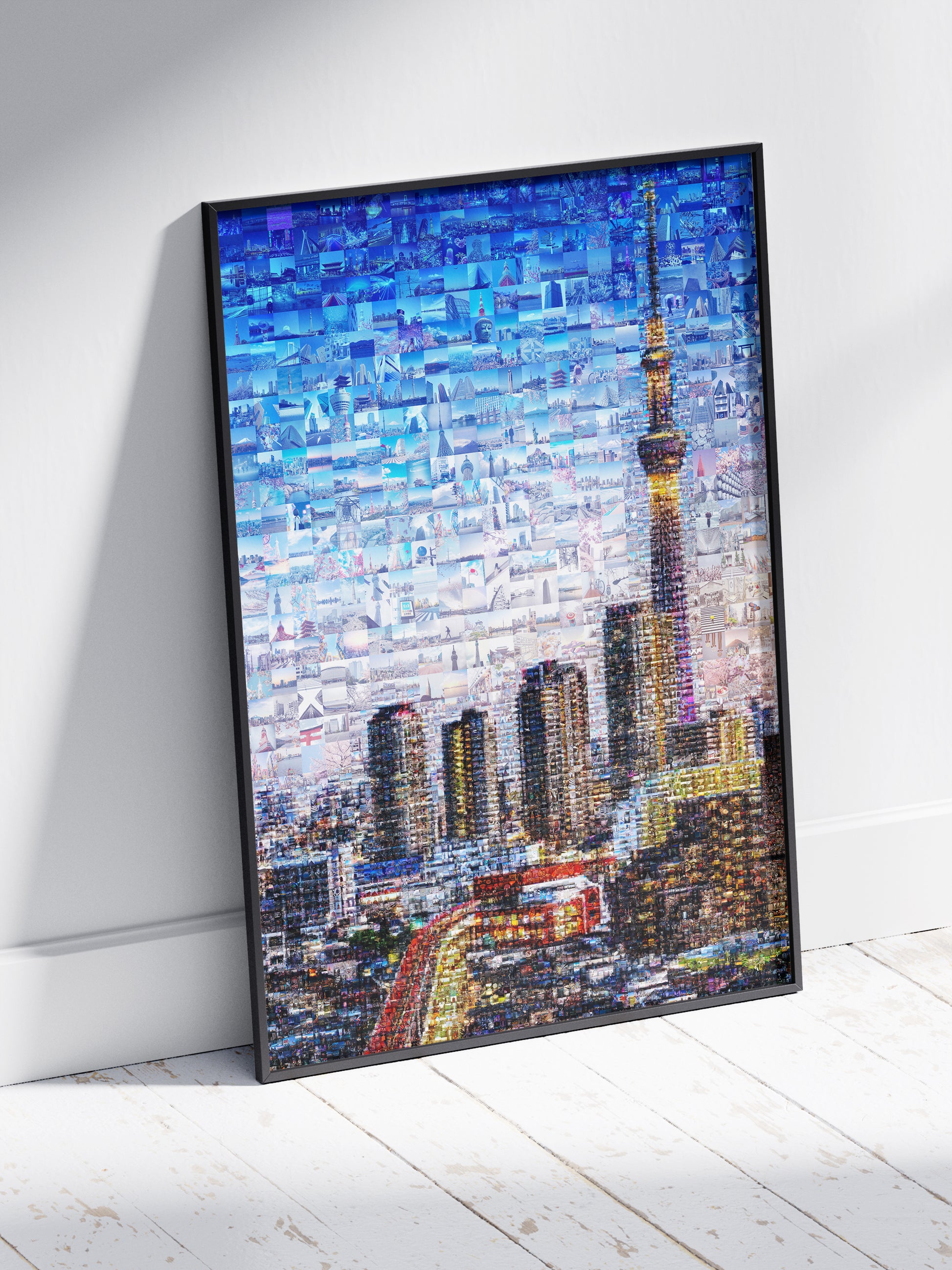 Tokyo Skytree Night Lights – Japan Mosaic Art Print AtelierMosaics