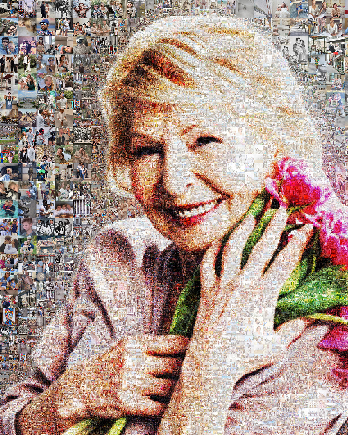 Personalized photo mosaic gift for parents created from treasured family photographs