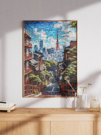 Tokyo Tower View – Japanese Mosaic Wall Art - AtelierMosaics