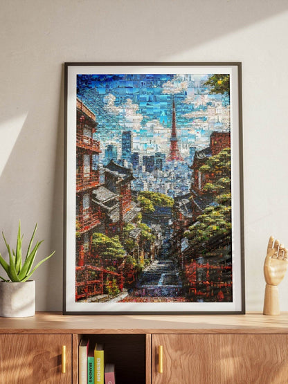 Tokyo Tower View – Japanese Mosaic Wall Art - AtelierMosaics