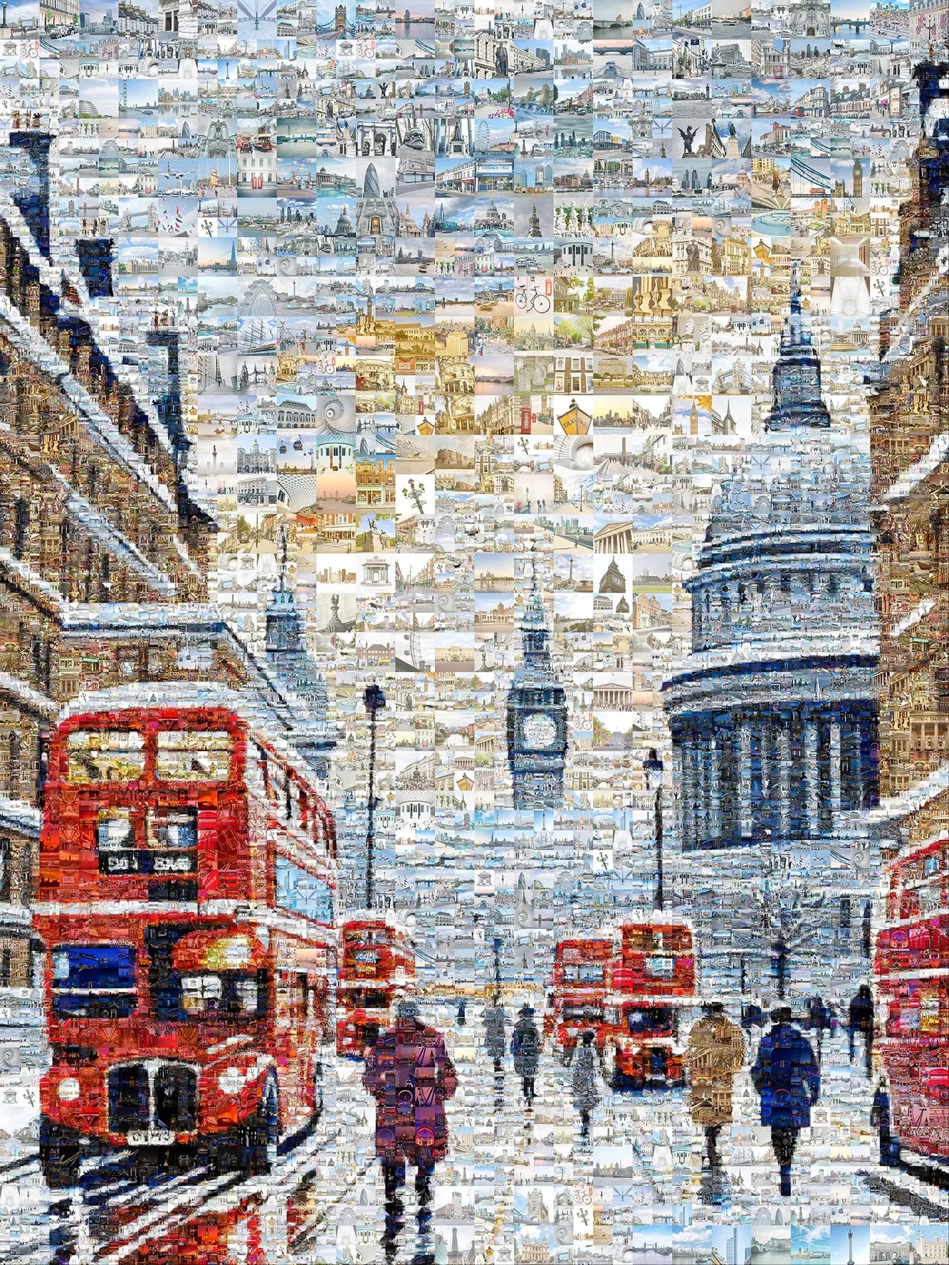 Stunning London Mosaic Artwork - Iconic Red Buses, St. Paul's Cathedral & Big Ben AtelierMosaics