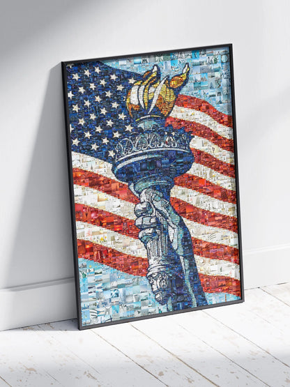 Stunning Mosaic Artwork of the Statue of Liberty and American Flag - Perfect for Home Decor AtelierMosaics