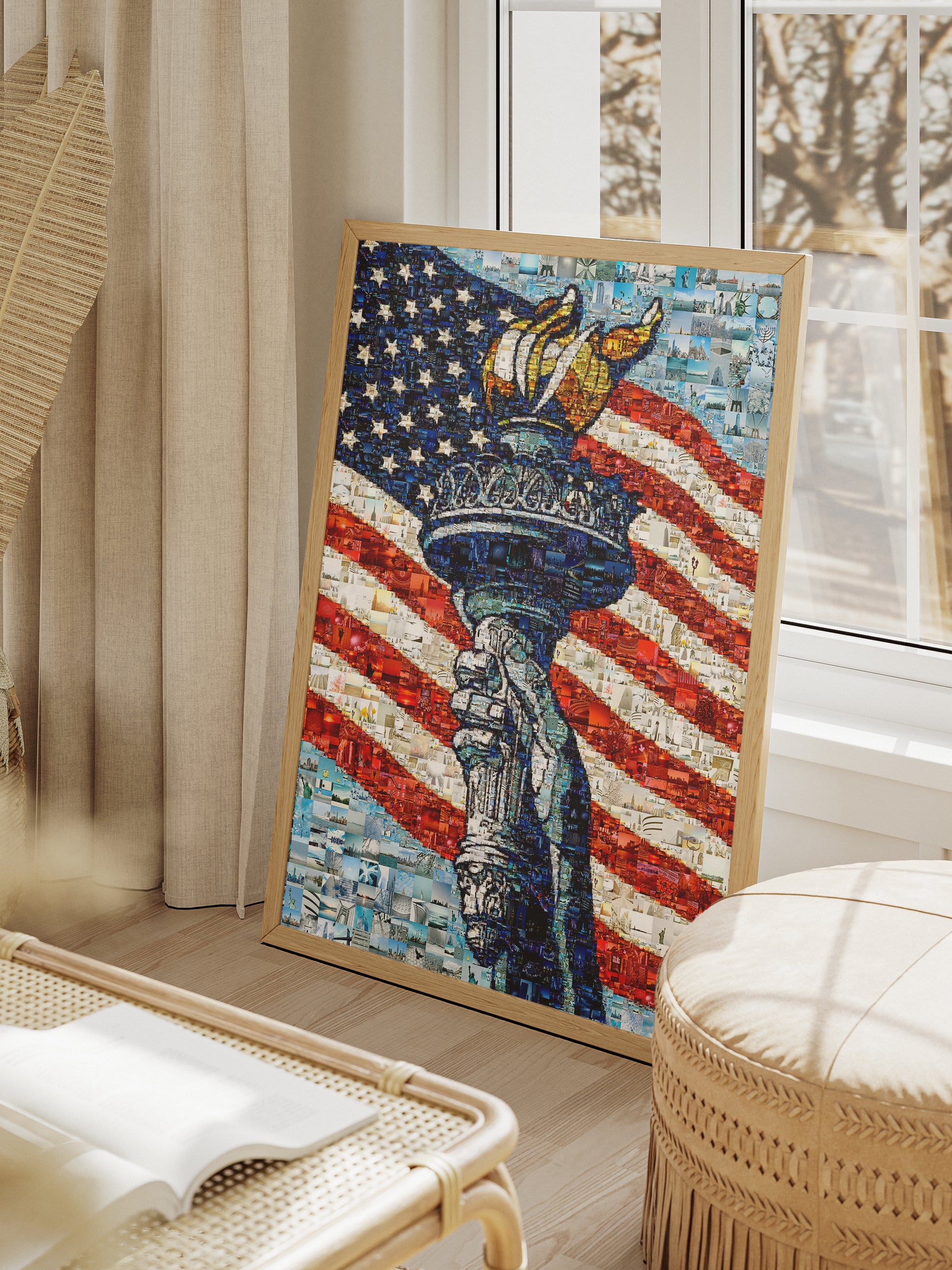 Stunning Mosaic Artwork of the Statue of Liberty and American Flag - Perfect for Home Decor AtelierMosaics