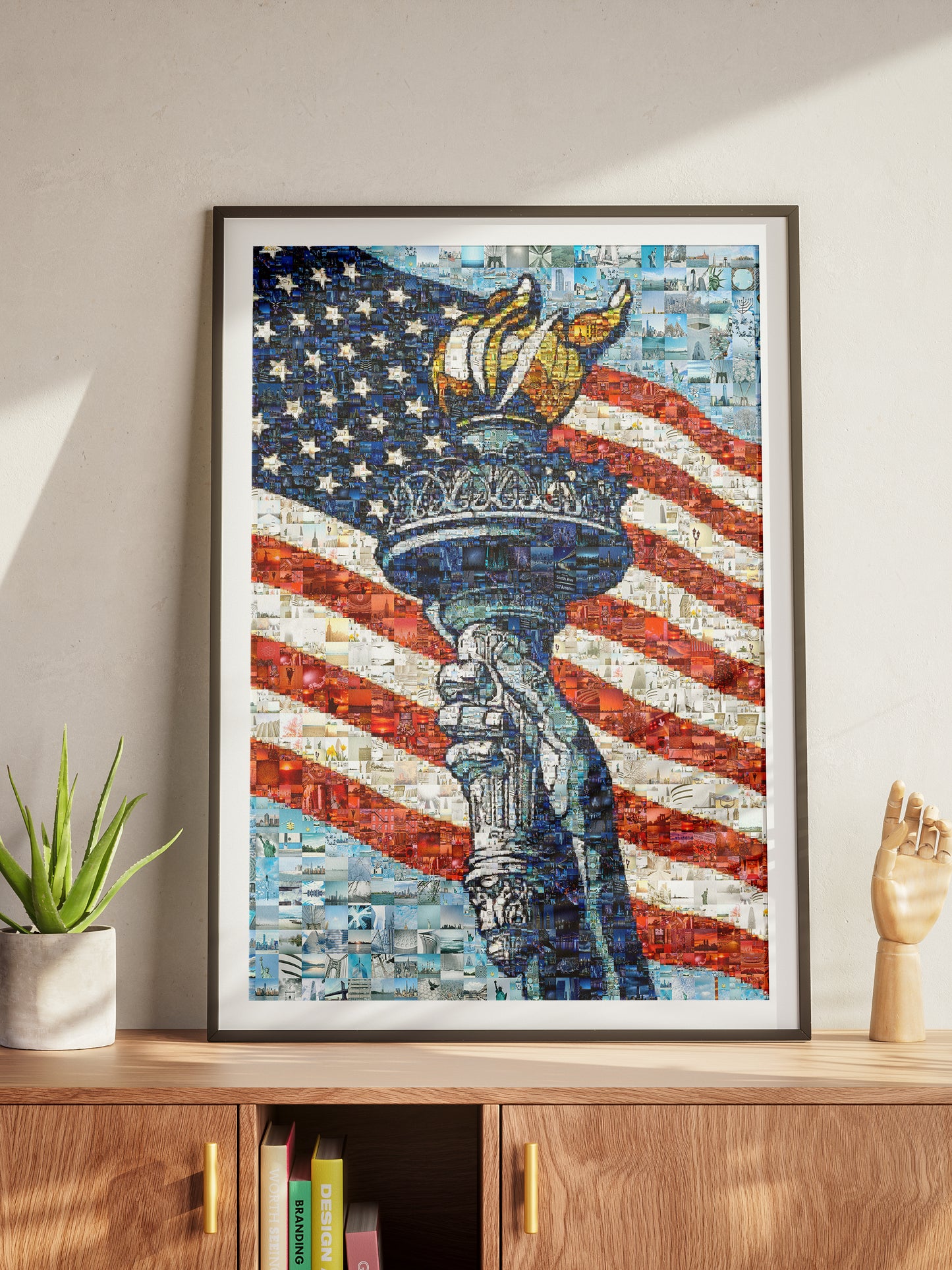 Stunning Mosaic Artwork of the Statue of Liberty and American Flag - Perfect for Home Decor AtelierMosaics