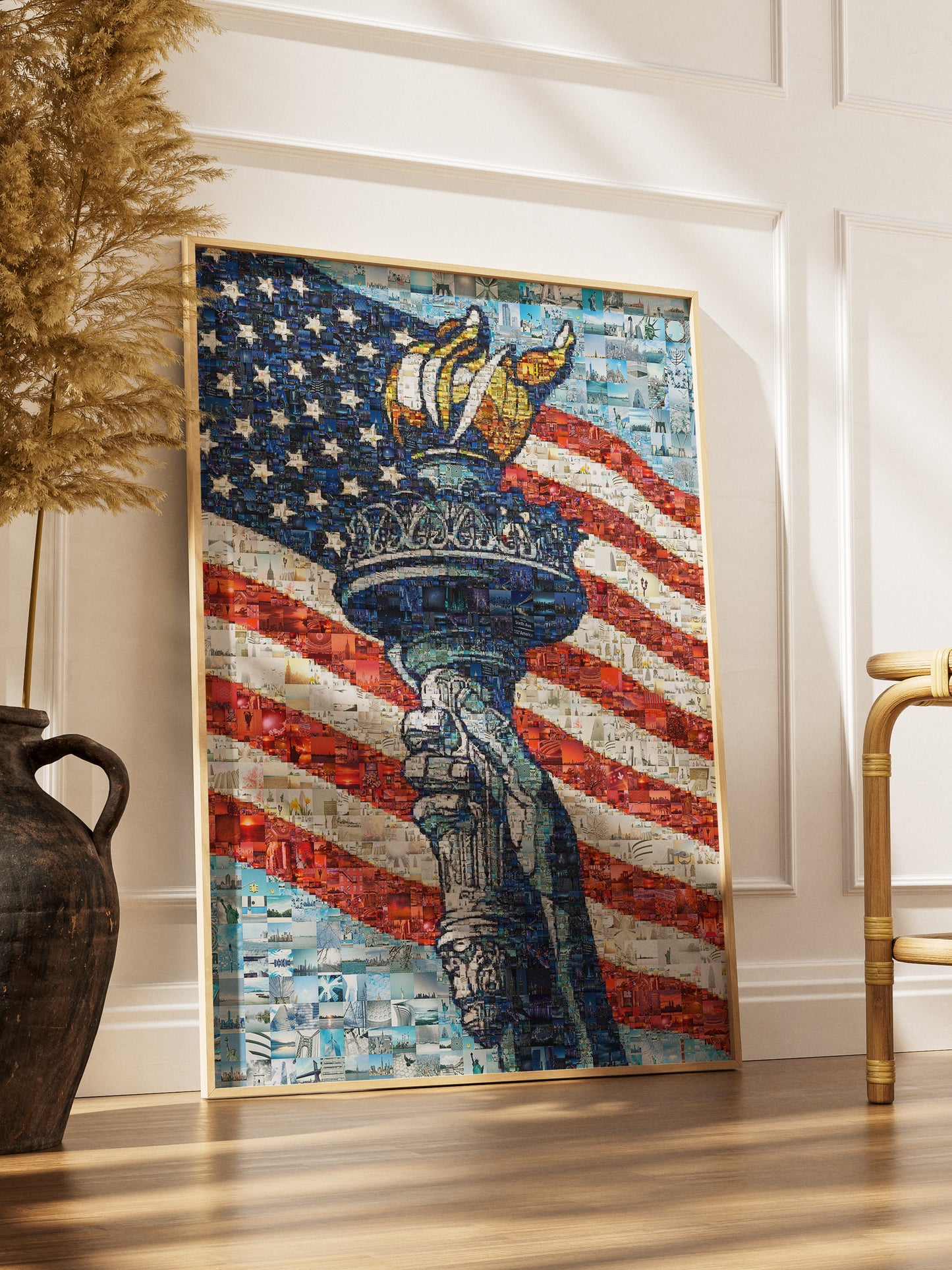 Stunning Mosaic Artwork of the Statue of Liberty and American Flag - Perfect for Home Decor AtelierMosaics