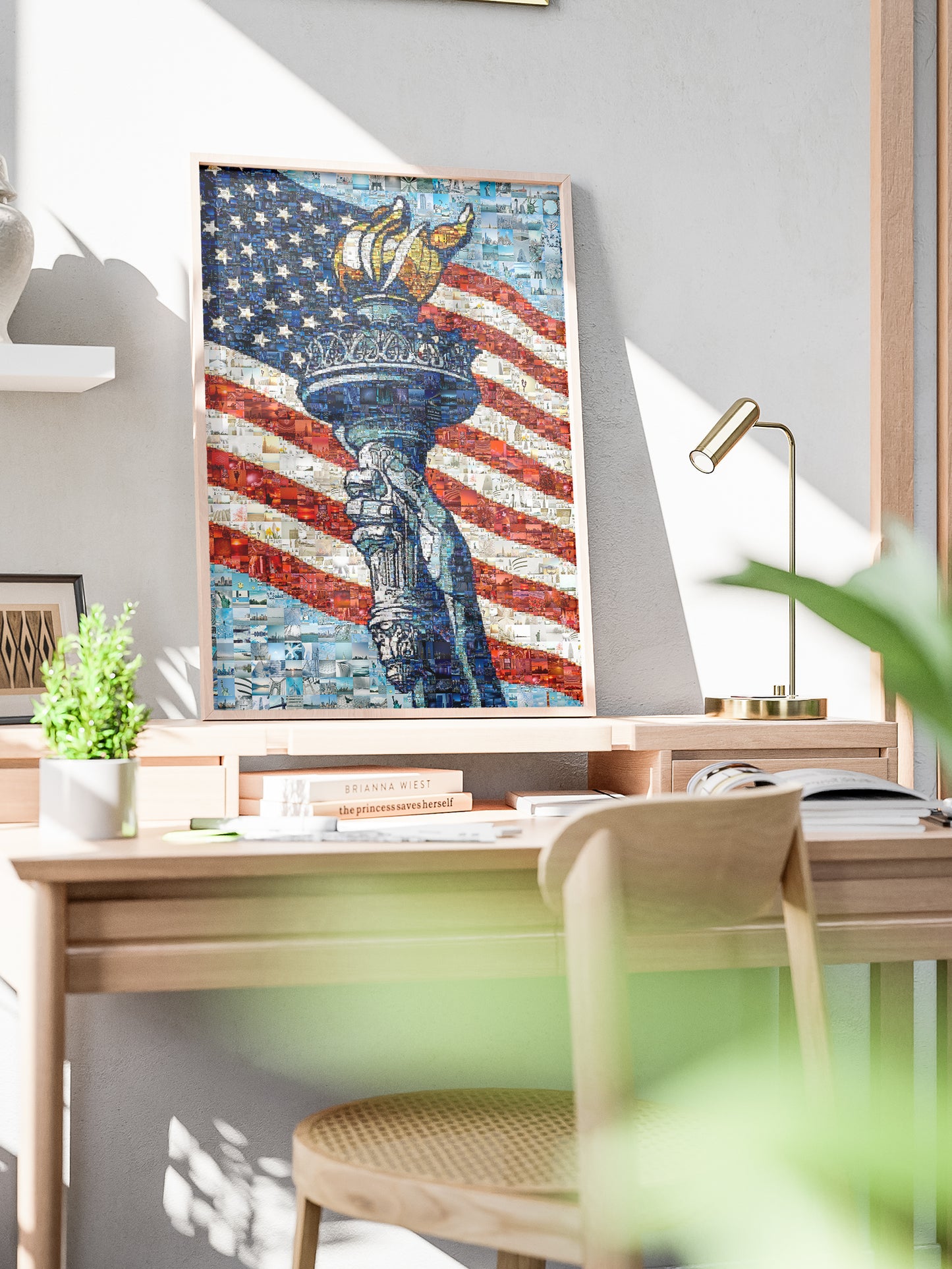 Stunning Mosaic Artwork of the Statue of Liberty and American Flag - Perfect for Home Decor AtelierMosaics