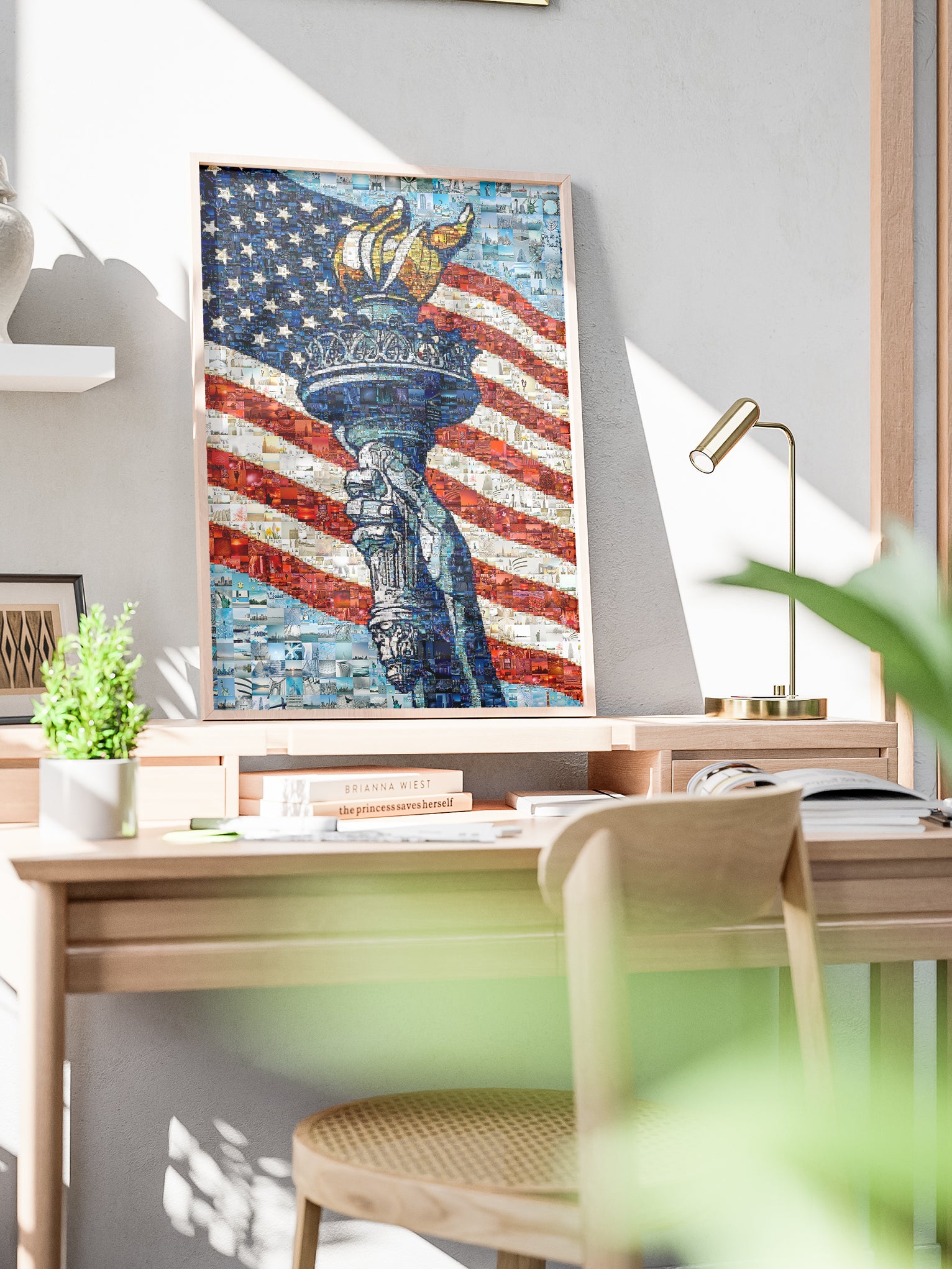 Stunning Mosaic Artwork of the Statue of Liberty and American Flag - Perfect for Home Decor AtelierMosaics