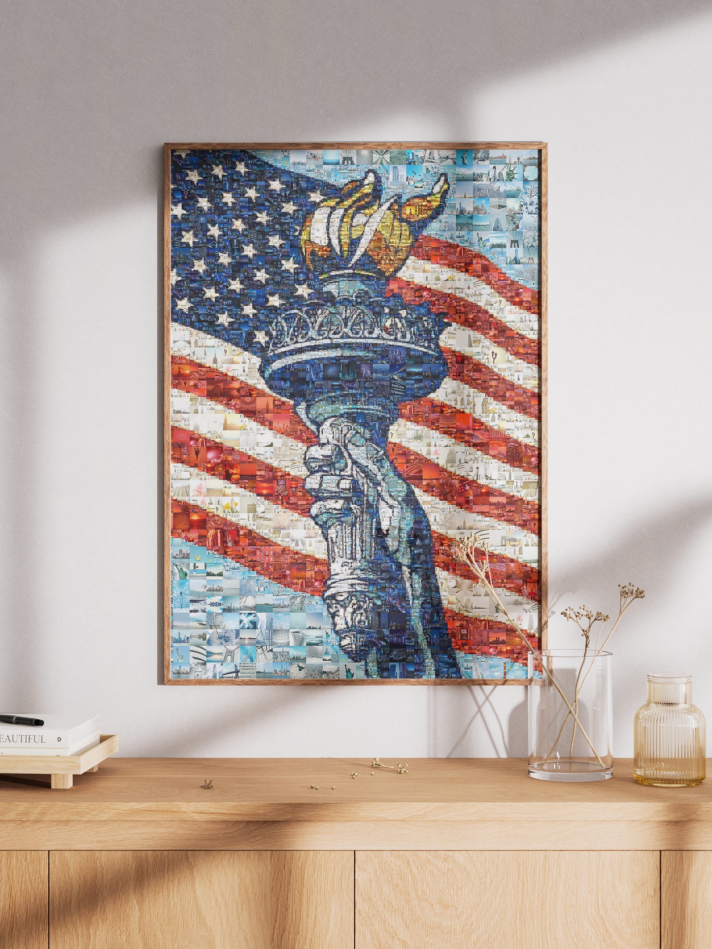 Stunning Mosaic Artwork of the Statue of Liberty and American Flag - Perfect for Home Decor AtelierMosaics