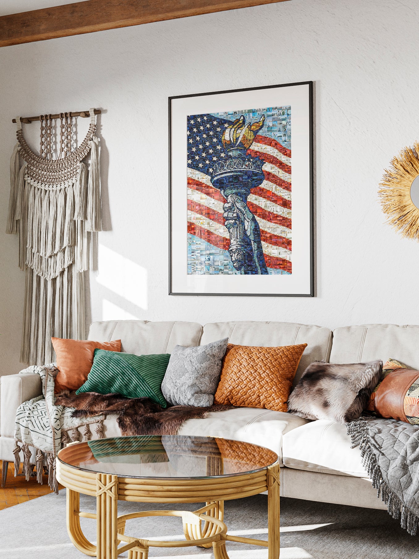 Stunning Mosaic Artwork of the Statue of Liberty and American Flag - Perfect for Home Decor AtelierMosaics