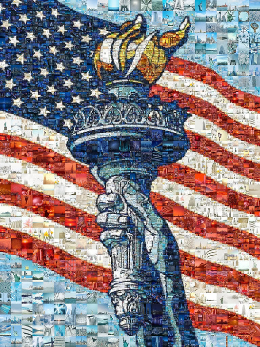 Stunning Mosaic Artwork of the Statue of Liberty and American Flag - Perfect for Home Decor AtelierMosaics