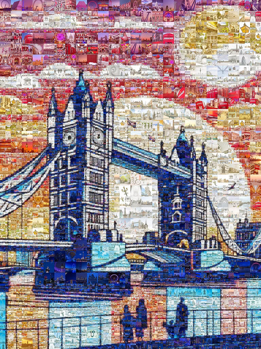 Stunning London Mosaic Artwork: Tower Bridge in Vibrant Colors for Home Decor AtelierMosaics