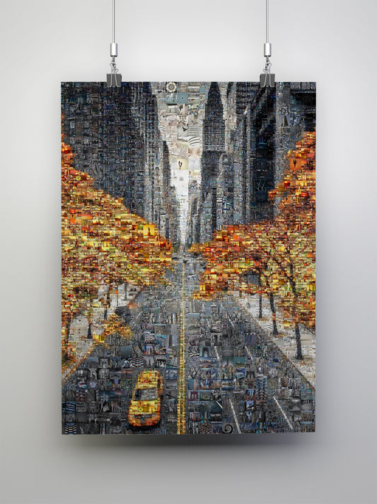 Stunning Urban Mosaic Artwork: Captivating Cityscapes in Vibrant Colors - Perfect for Home or Office Decor