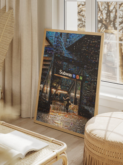 Stunning Subway Mosaic Artwork - Captivating Urban Scene in Vibrant Colors AtelierMosaics