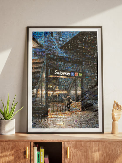 Stunning Subway Mosaic Artwork - Captivating Urban Scene in Vibrant Colors AtelierMosaics