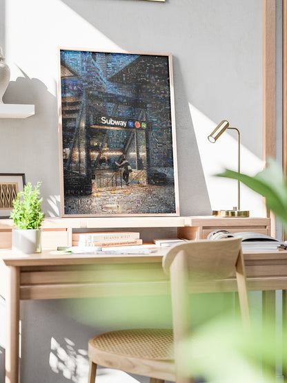 Stunning Subway Mosaic Artwork - Captivating Urban Scene in Vibrant Colors AtelierMosaics