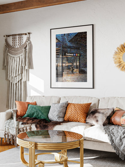 Stunning Subway Mosaic Artwork - Captivating Urban Scene in Vibrant Colors AtelierMosaics