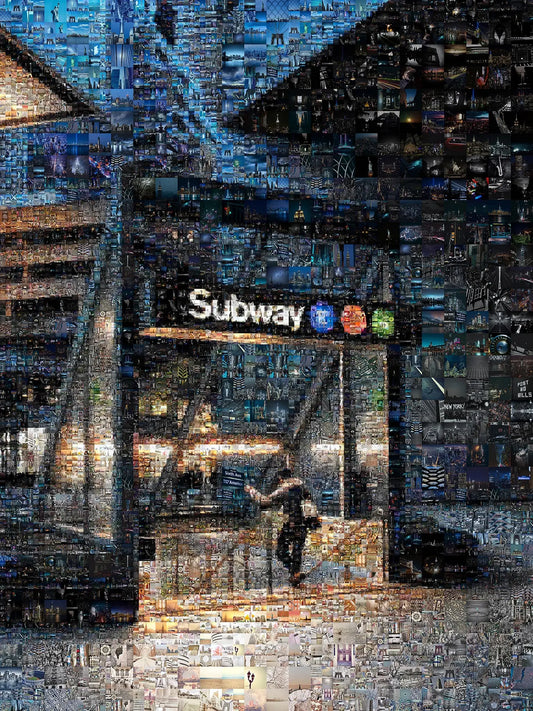 Stunning Subway Mosaic Artwork - Captivating Urban Scene in Vibrant Colors AtelierMosaics