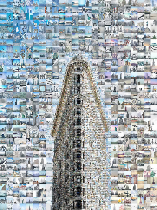 Stunning Mosaic Artwork of Iconic Flatiron Building - Unique Urban Wall Art for Modern Decor AtelierMosaics