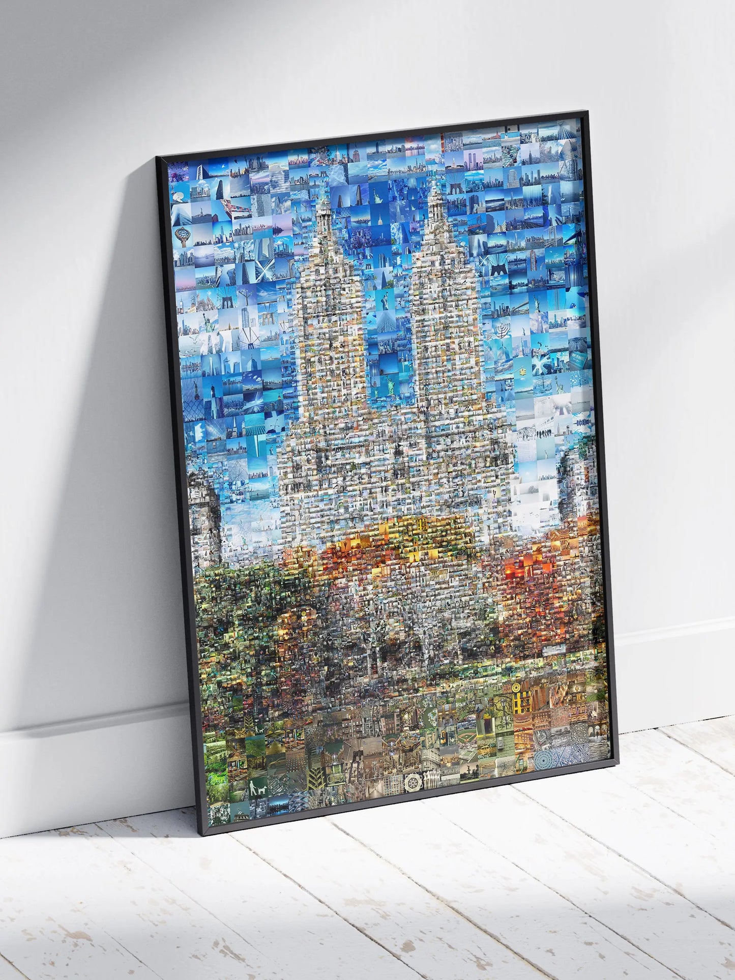 Stunning Blue Mosaic Wall Art: Unique Cityscape Artwork for Modern Home Decor AtelierMosaics