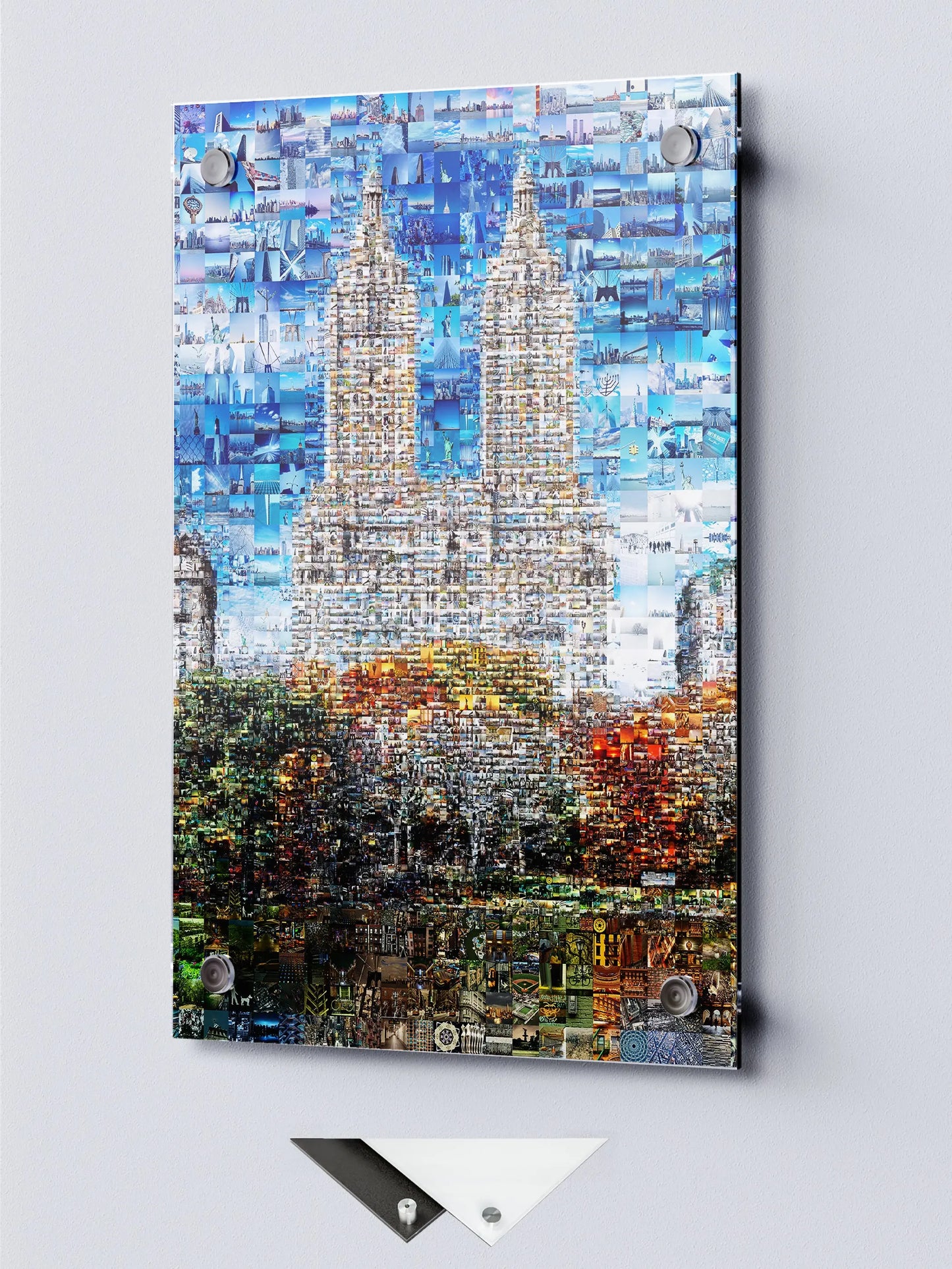 Stunning Blue Mosaic Wall Art: Unique Cityscape Artwork for Modern Home Decor AtelierMosaics