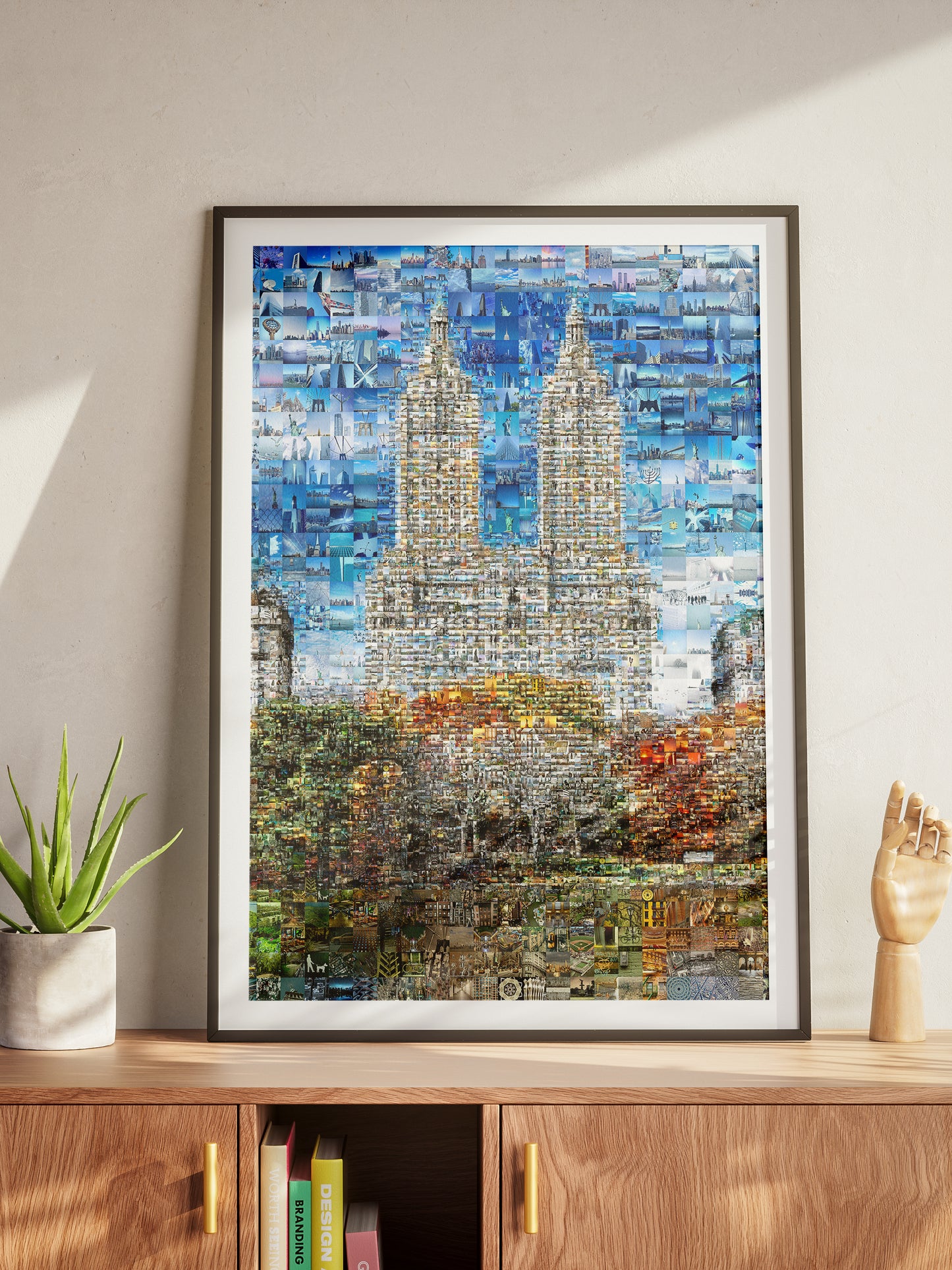 Stunning Blue Mosaic Wall Art: Unique Cityscape Artwork for Modern Home Decor AtelierMosaics