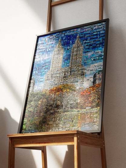 Stunning Blue Mosaic Wall Art: Unique Cityscape Artwork for Modern Home Decor AtelierMosaics