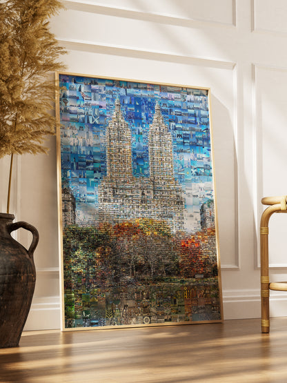 Stunning Blue Mosaic Wall Art: Unique Cityscape Artwork for Modern Home Decor AtelierMosaics