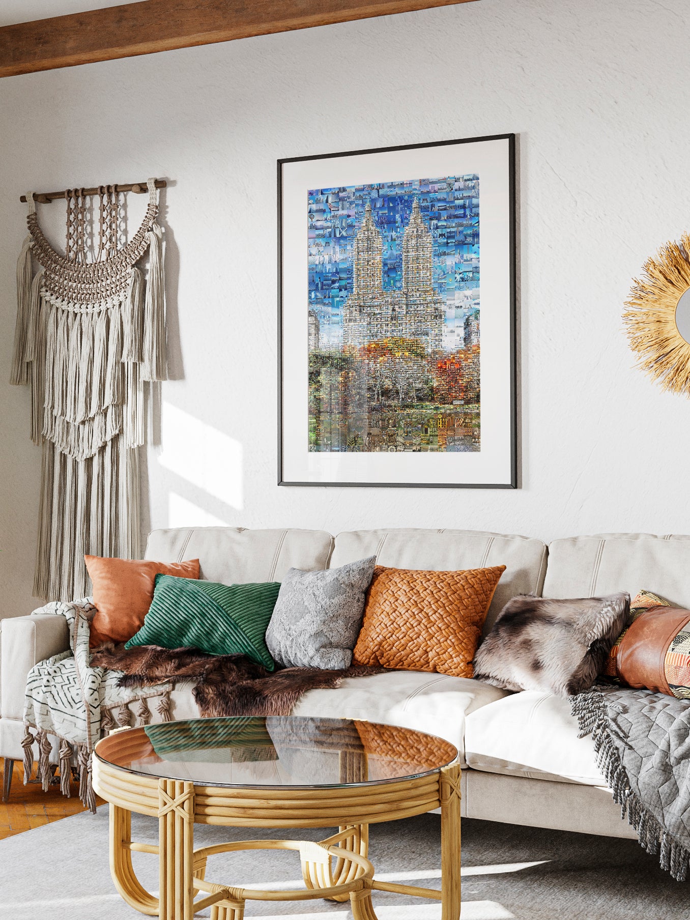 Stunning Blue Mosaic Wall Art: Unique Cityscape Artwork for Modern Home Decor AtelierMosaics